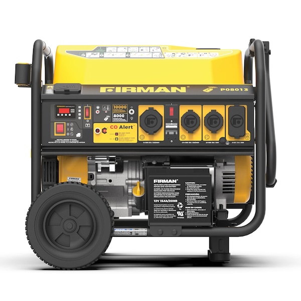 Firman Portable Generator, Gasoline, 8,000 W Rated, 10,000 W Surge, 120/240V AC, 50/30/20 A P08013 - main